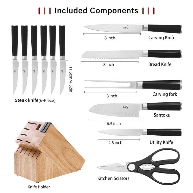 13 Pieces SS 30Cr13 Professional Kitchen Knife Set with Knife Holder