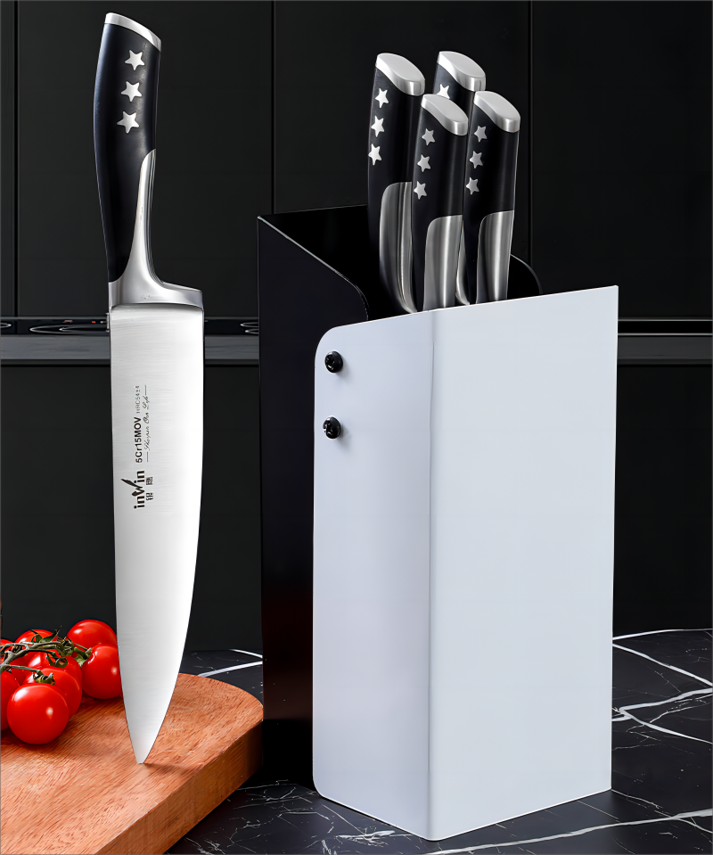 Professional 6-Piece 30Cr13 Stainless Steel Kitchen Knife Set in 1 with Modern Block for Commercial Restaurants