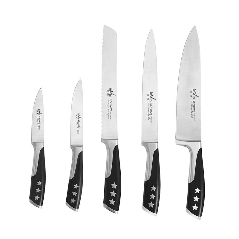 Professional 6-Piece 30Cr13 Stainless Steel Kitchen Knife Set in 1 with Modern Block for Commercial Restaurants