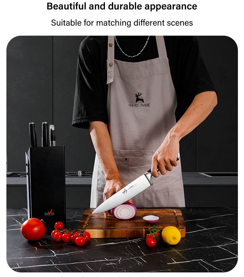 Professional 6-Piece 30Cr13 Stainless Steel Kitchen Knife Set in 1 with Modern Block for Commercial Restaurants