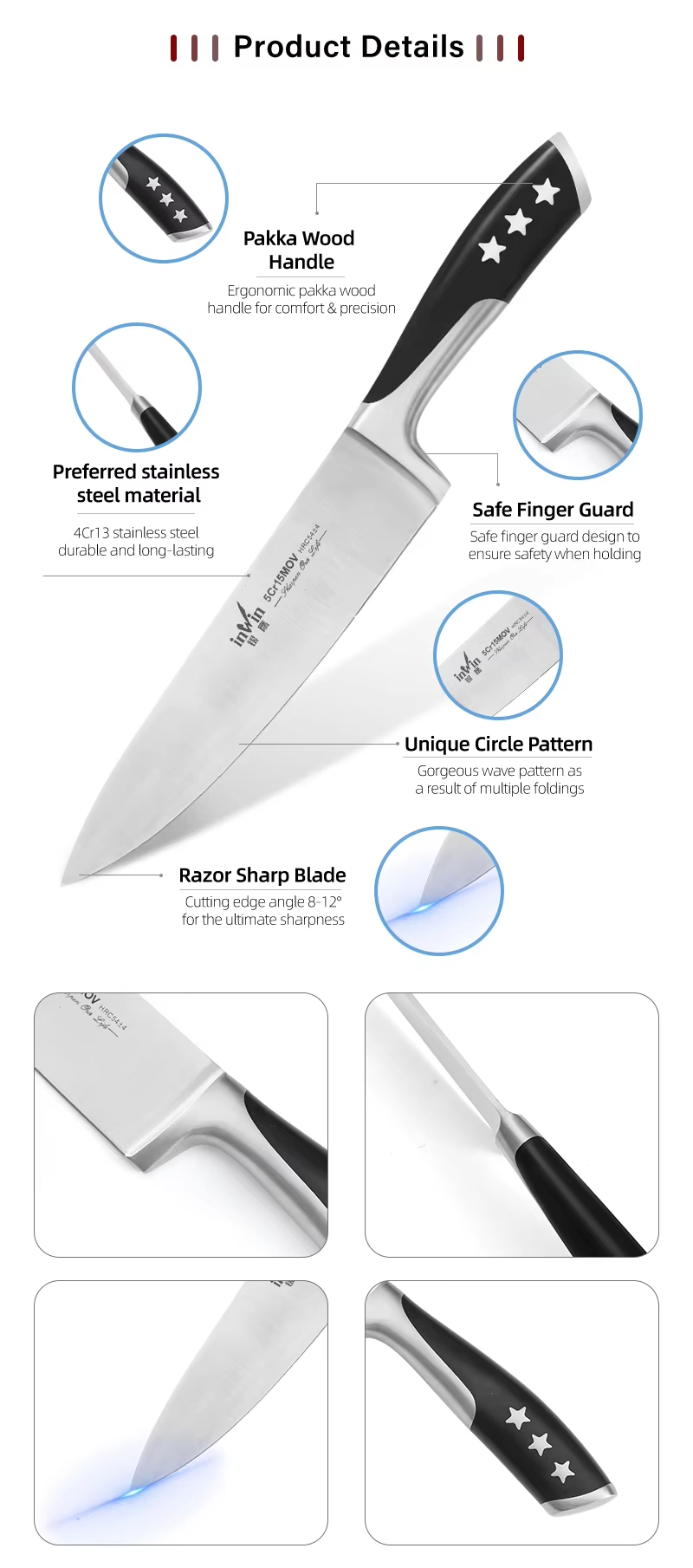 Stainless Steel Kitchen Knife Set (3)